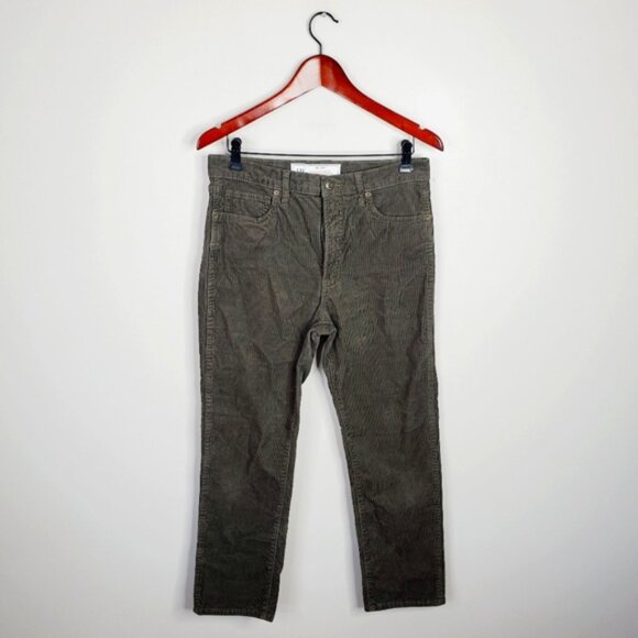 Gap Vintage Slim Straight Highrise Corduroy Forest Green Crop Ankle Jeans 28 - Picture 2 of 9